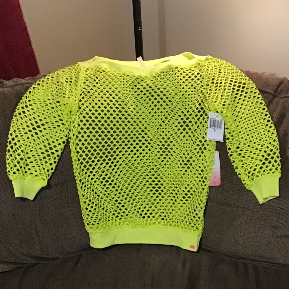 Neon yellow fishnet top